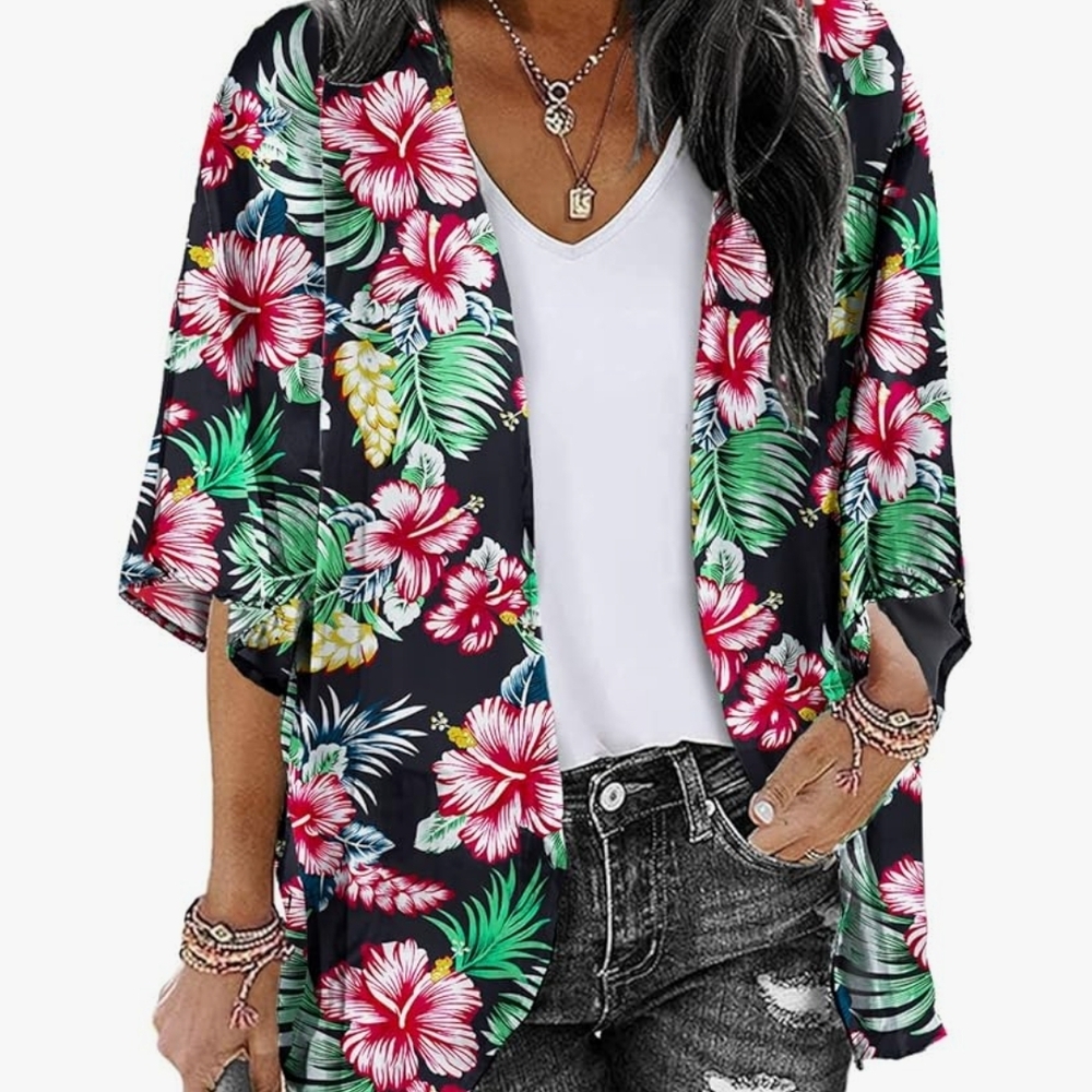 Tropical Floral Women's Summer Kimono